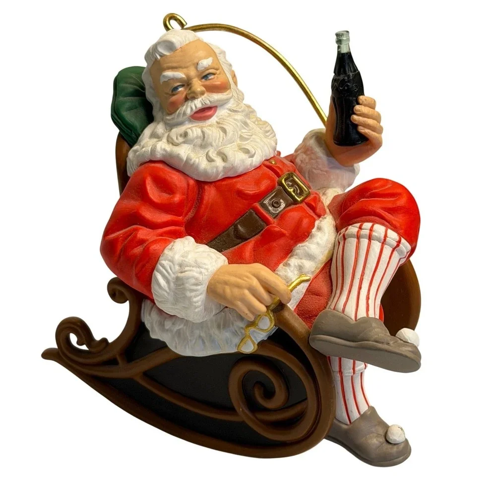 VTG Coca-Cola Ornament Santa Rocking‎ Chair Red 1997 Holiday Christmas Decor OS